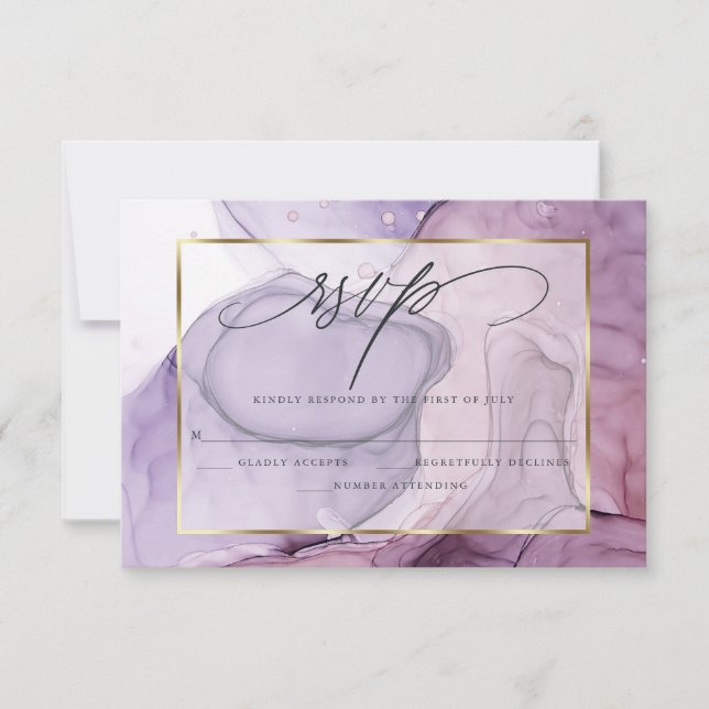 Elegante Rosa RSVP Amethyst Marble Ink (Anverso)