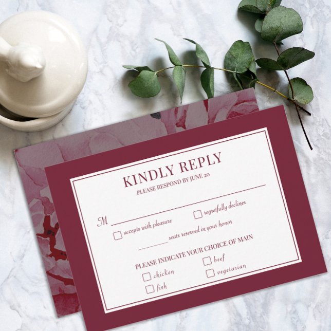 Elegante Rosa RSVP Tarjeta Boda Romántica Rosa (Elegant Rose Pink Romantic Wedding Meal RSVP Card)