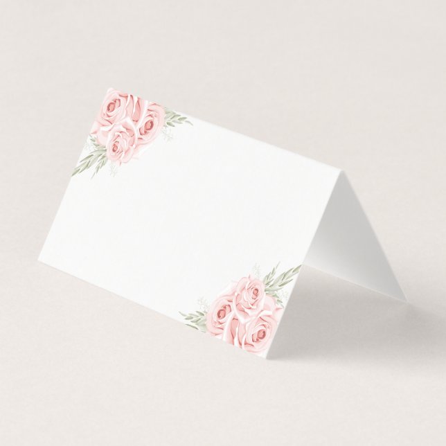 Elegante Rosa Rubor Boda floral rosa tarjetas de p (Anverso)
