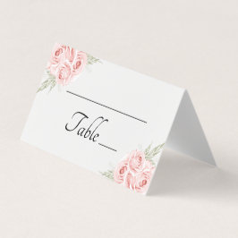 Elegante Rosa Rubor Pink Floral Boda Tarjeta Place