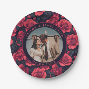 Elegante Rosa Rústico Boda Platos Para Espectáculo
