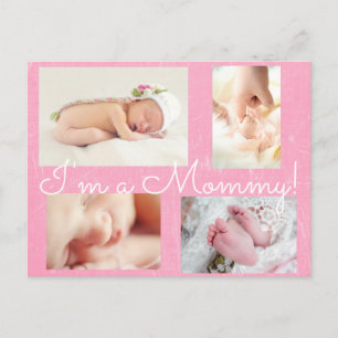 Elegante rosa "Soy una Mamá"  Anuncio de Nacimient