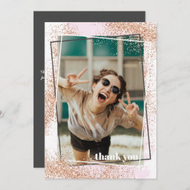 Elegante Rosa Tarjeta de agradecimiento por gradua