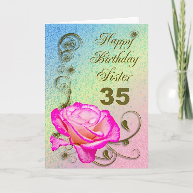 Elegante rosa tarjeta de cumpleaños 35 para Herman (Anverso)