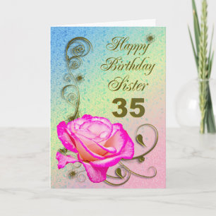 Elegante rosa tarjeta de cumpleaños 35 para Herman