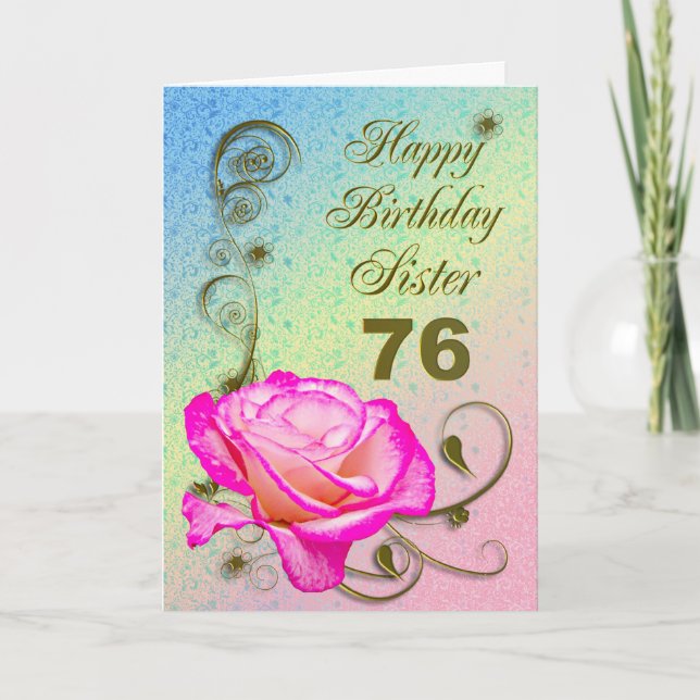 Elegante rosa tarjeta de cumpleaños 76 para Herman (Anverso)
