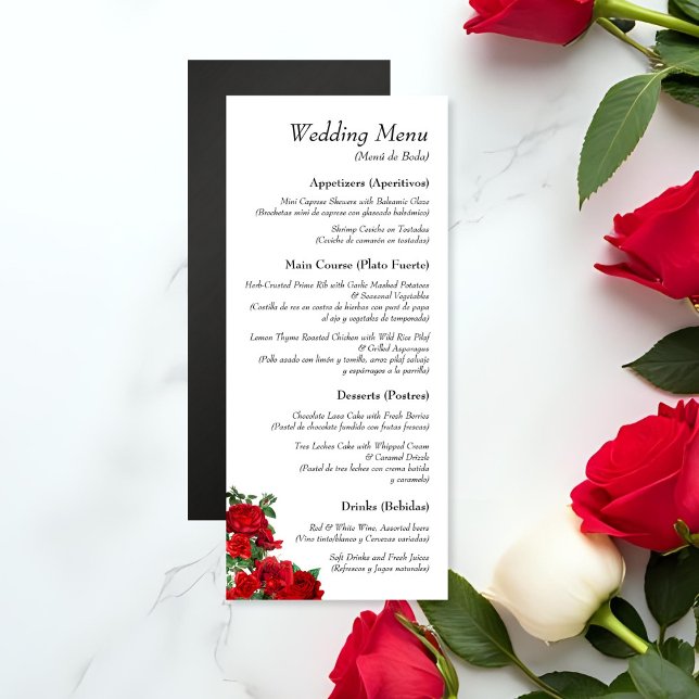 Elegante Rosa tarjeta de menú plana bilingüe (Subido por el creador)