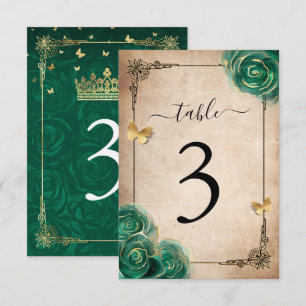 Elegante Rosa verde oro negro tarjetas de números 