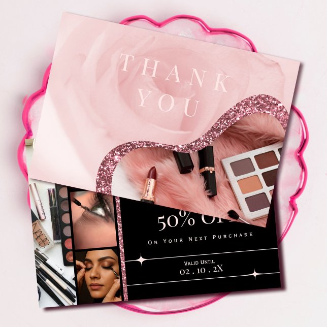 Elegante Rosa Voucher de regalo de oro | Tarjeta d (Elegant Rose Gold Gift Voucher | Discount Card #zazzlemade #thankyoucard #giftcertificate #voucher)