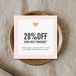 Elegante Rosa White Faux Gold Corazón Cupón