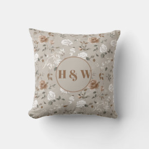 Elegante Rosa y Cojín decorativo de patrón de vino