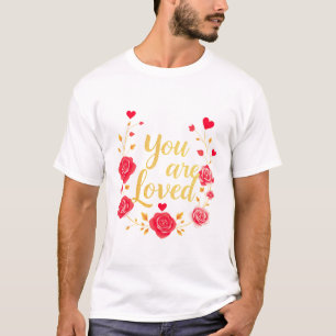 Elegante Rosa y diseño de oro camiseta básica masc