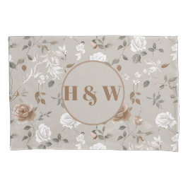 Elegante Rosa y funda de almohada de patrón de vid
