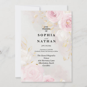 Elegante Rosa y Lily Floral Wedding Invitación