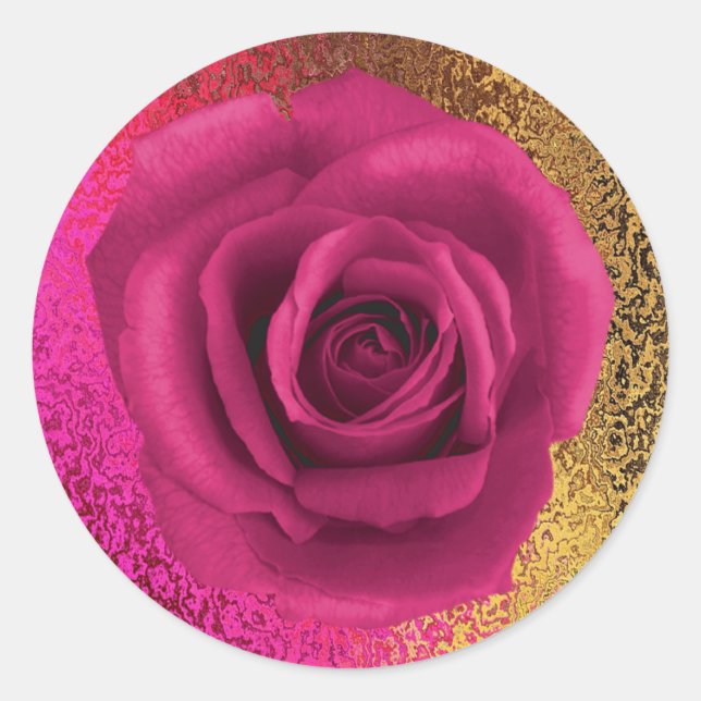 Elegante rosa y oro con Pegatina Rosa (Anverso)
