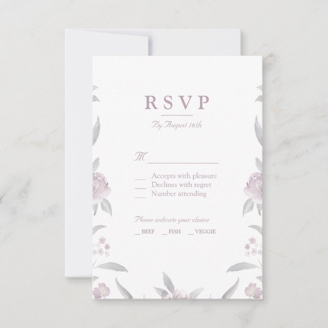 Elegante rosado floral Chinoiserie Wedding RSVP (Anverso)