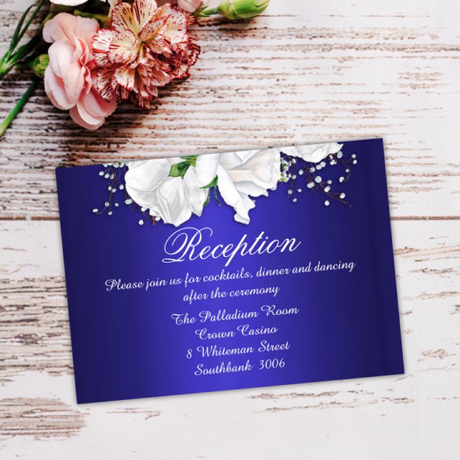 Elegante Rosas de época Recepción de Boda Azul Osc (Subido por el creador)