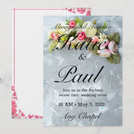 Elegante Rosas de flores rosadas Invitación a la b