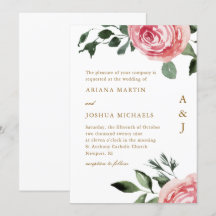 Elegante Rosas de monograma Invitación a la boda
