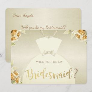 Elegante, Rosas de oro, tarjeta de dama de honor d