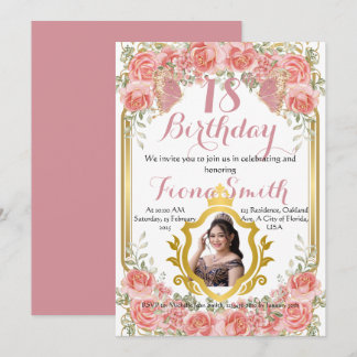 Elegante Rosas de Peach Coche de Invitación al Cum