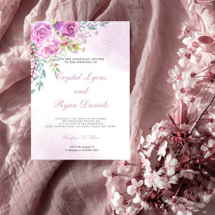 Elegante Rosas púrpura Invitación a la boda