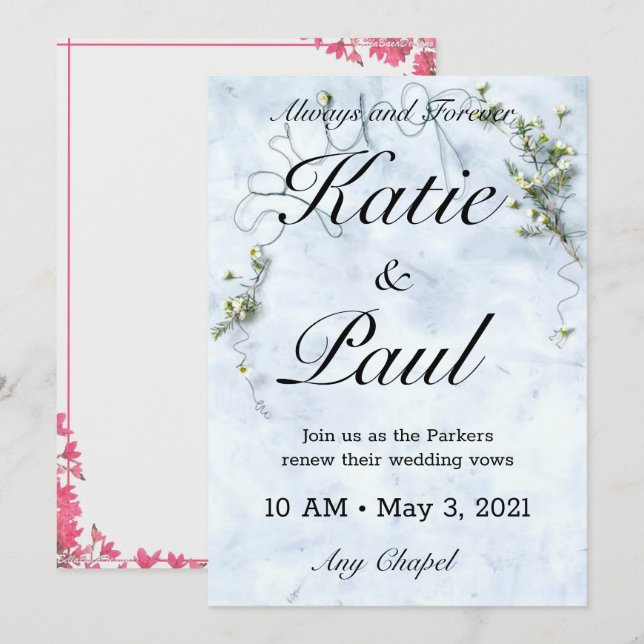 Elegante Rosas verdes Invitación a la boda (Anverso / Reverso)