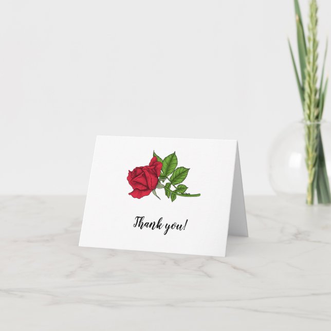 Elegante Roses Rojos Floral Bridal Gracias tarjeta (Anverso)