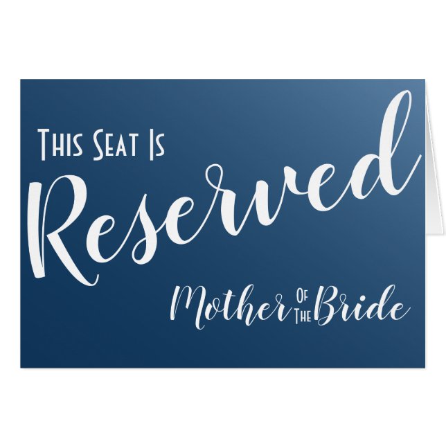Elegante Rótulo Boda de asiento reservado azul med (Anverso (Horizontal))