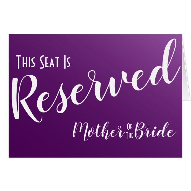 Elegante Rótulo Boda de asientos reservados morado (Anverso (Horizontal))