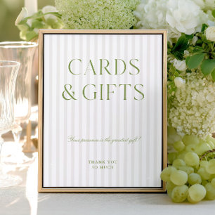 Elegante Rótulo Boda de tarjetas verdes y regalos