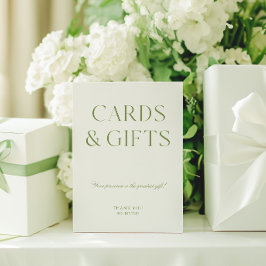 Elegante Rótulo Boda de tarjetas verdes y regalos
