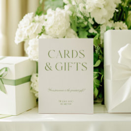 Elegante Rótulo Boda de tarjetas verdes y regalos