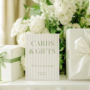 Elegante Rótulo Boda de tarjetas verdes y regalos