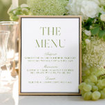 Elegante Rótulo de menú de Boda verde sabio<br><div class="desc">Parte de la colección de Bodas "Iris": explore la suite completa a través del enlace de esta página para coordinar el diseño de fondo correspondiente para su evento. ・ Se crearon maquetas para este diseño usando Midtrip AI.</div>