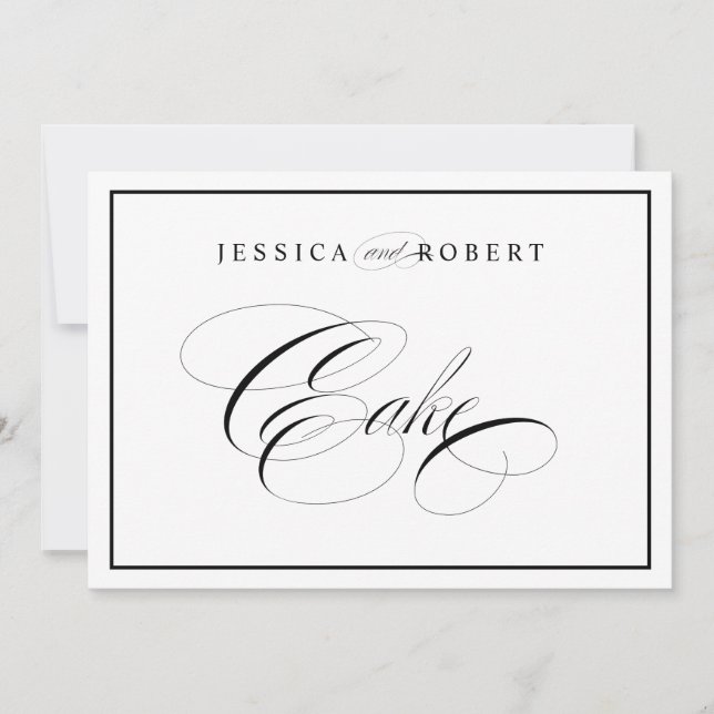 Elegante Rótulo de tarta de boda frontera negra (Anverso)
