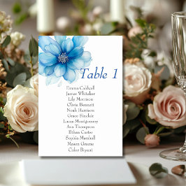 Elegante Rótulo Floral Azul número de mesa