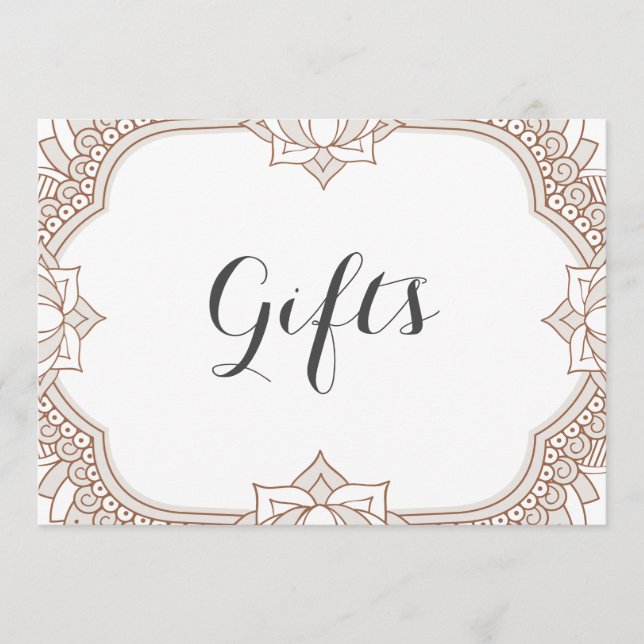 Elegante Rótulo Mehndi Gifts (Anverso)