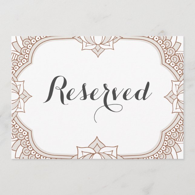 Elegante Rótulo reservado de Mehndi (Anverso)