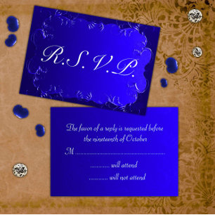 Elegante Royal Blue Wedding RSVP