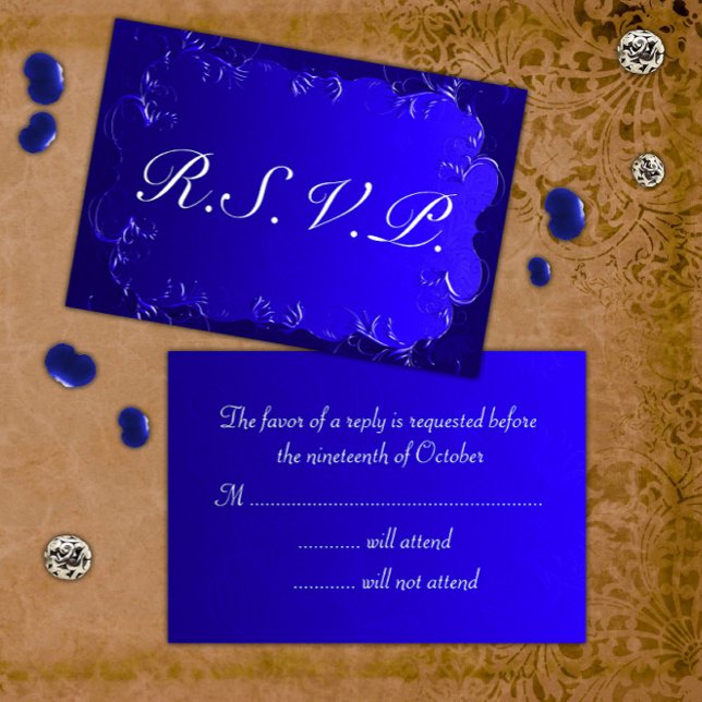 Elegante Royal Blue Wedding RSVP (Subido por el creador)