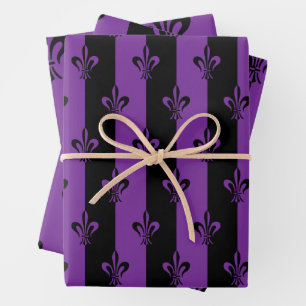 Elegante Royal Purple Fleur de Lis Papel de envolv