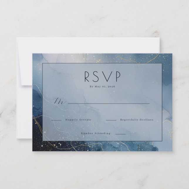 Elegante RSVP Acuarela Azul (Anverso)