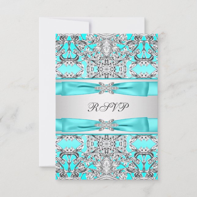 Elegante RSVP Azul Verde azulado (Anverso)