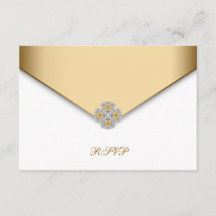 Elegante RSVP Blanco y Dorado