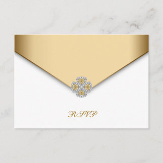 Elegante RSVP Blanco y Dorado