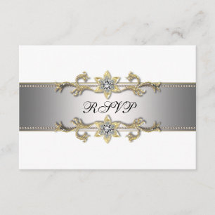 Elegante RSVP Blanco y Dorado