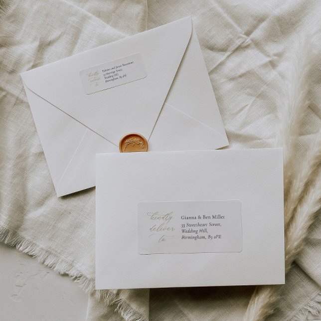 Elegante RSVP Boda Etiqueta de dirección con calig (Subido por el creador)