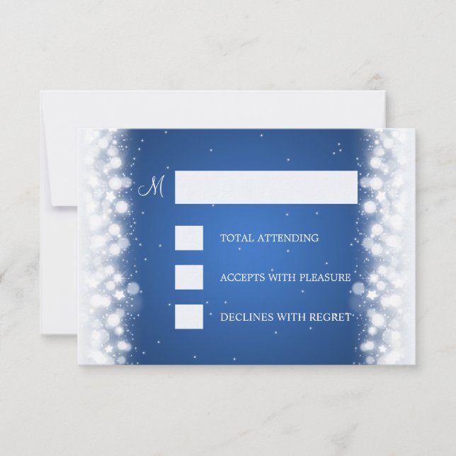 Elegante RSVP Boda Magic Sparkle Blue (Anverso)