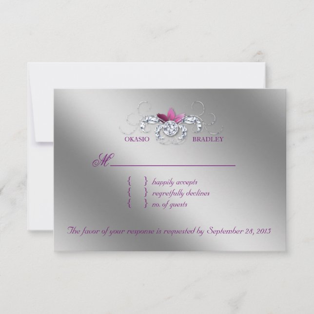 Elegante RSVP Boda Tarjeta de respuesta Sparkle Pu (Anverso)